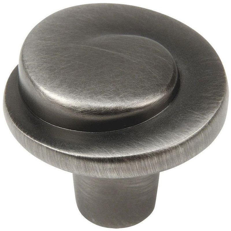 Swirl drawer knob in antique silver finish with one and a quarter inch diameter