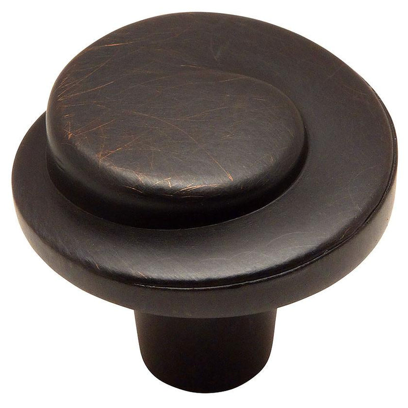 Oil rubbed bronze swirl cabinet drawer knob with one and a quarter inch diameter