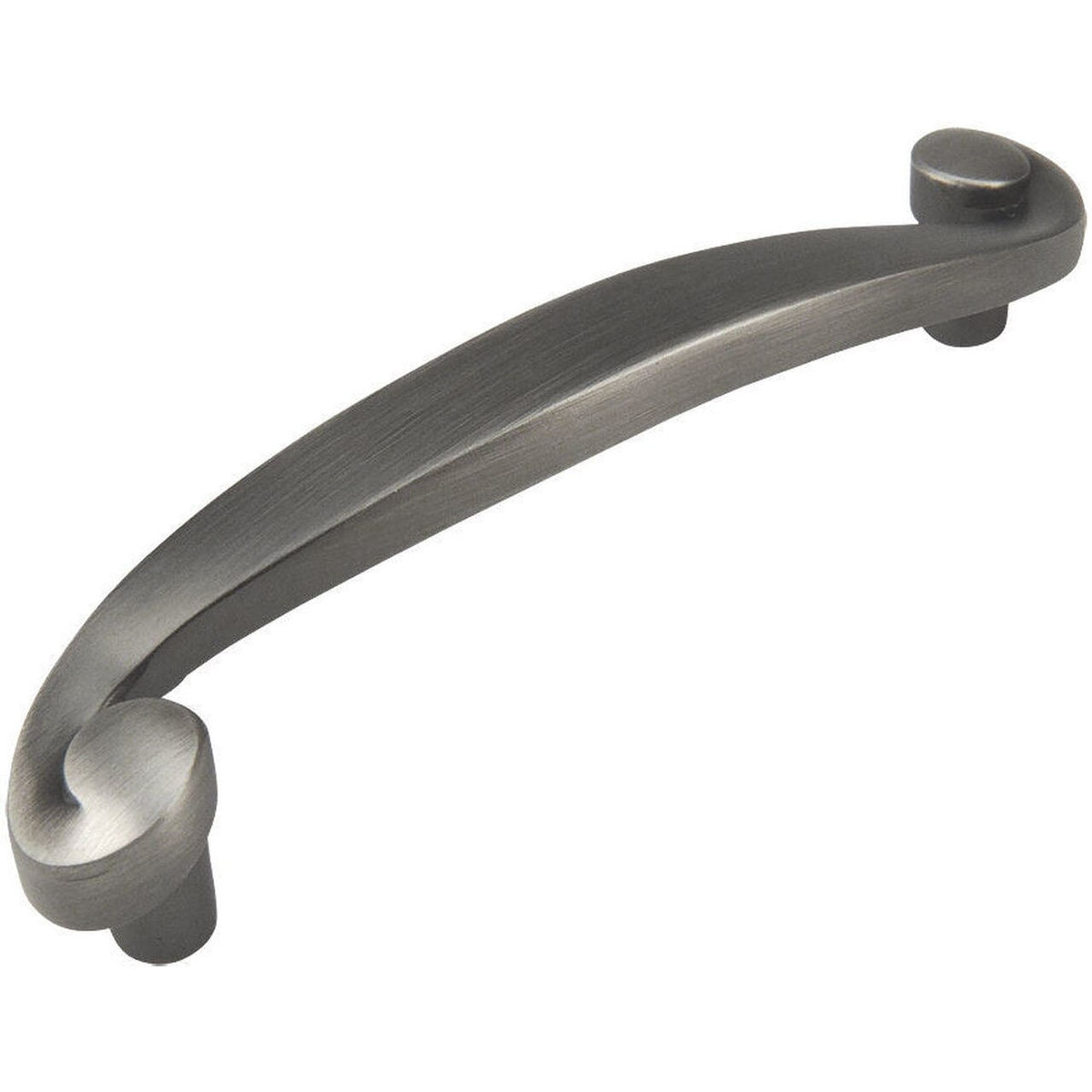 Swirl antique silver cabinet pull with three and three quarters inch hole spacing