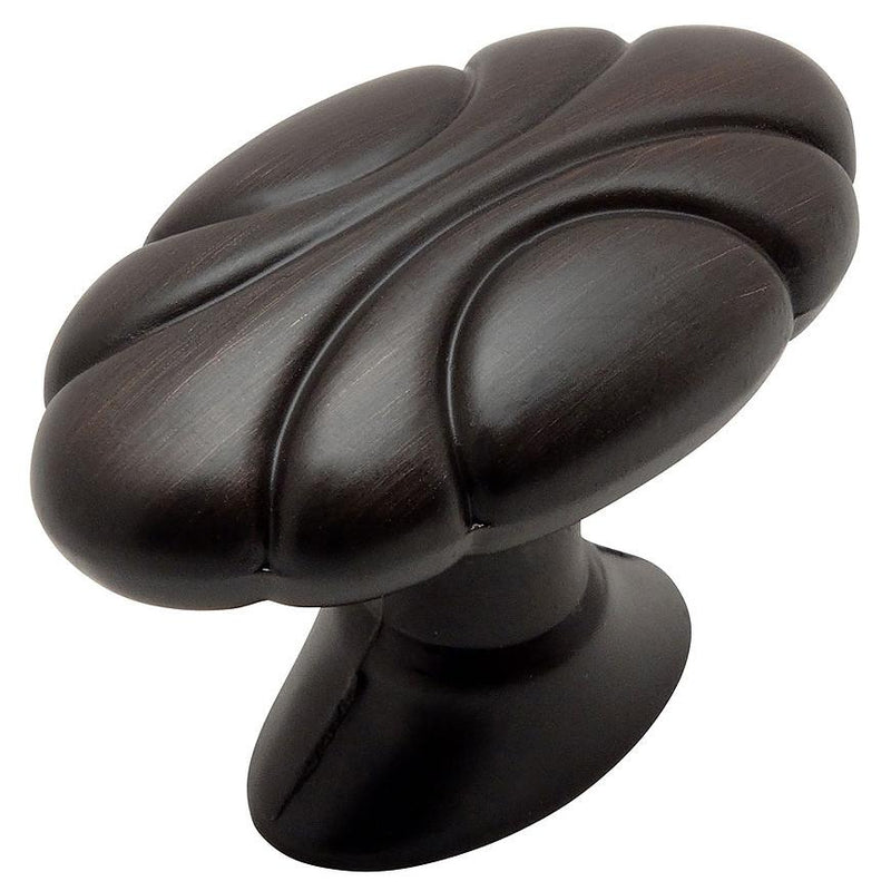 Oval knob with basketball pattern in oil rubbed bronze finish