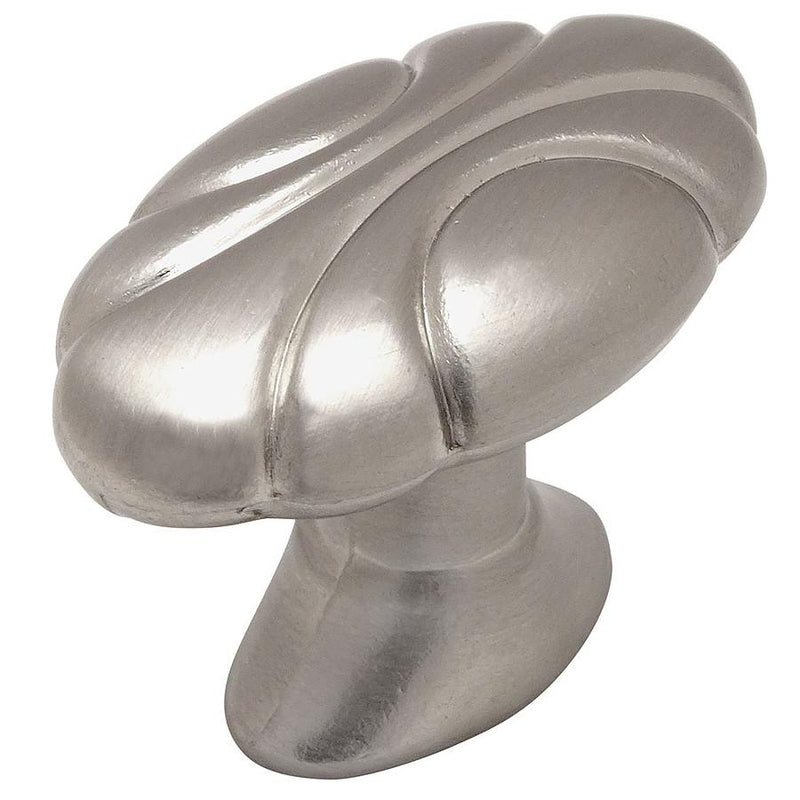 Basketball pattern cabinet drawer knob in satin nickel finish with one and a half inch length