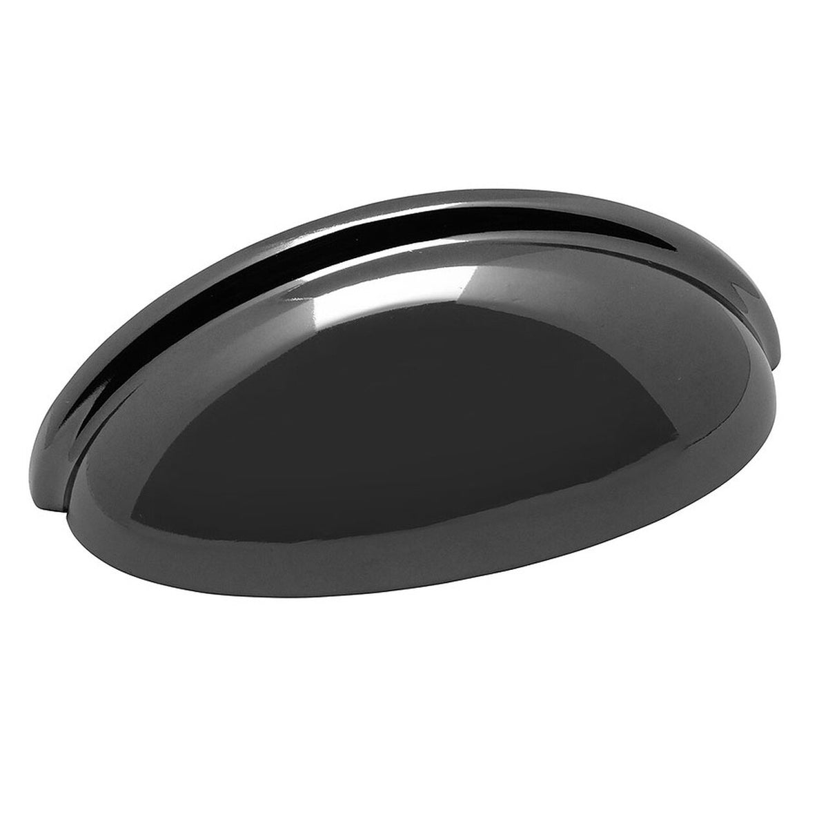 Three inch hole spacing cabinet cup pull in black nickel finish