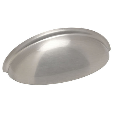 Three inch hole spacing cabinet cup pull in satin nickel finish