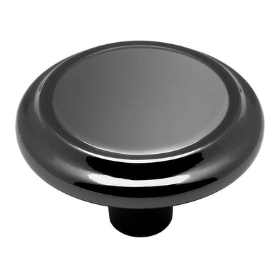 Drawer knob in black nickel finish with raised centre and one and a quarter inch diameter