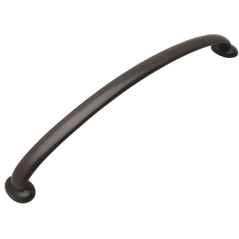 Seven and a half inch hole spacing cabinet pull in oil rubbed bronze finish with low arch style