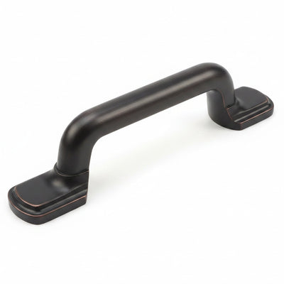 Cabinet drawer pull in oil rubbed bronze finish with three inch hole spacing