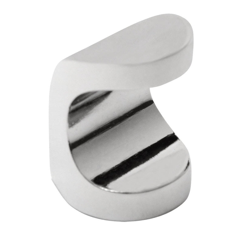Cabinet knob with flat back and concave side on the face in polished chrome finish