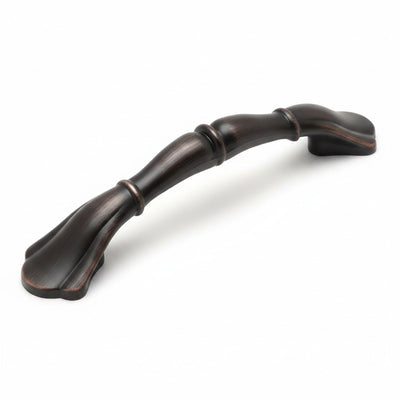 Three inch hole spacing cabinet drawer pull in oil rubbed bronze finish with petals design
