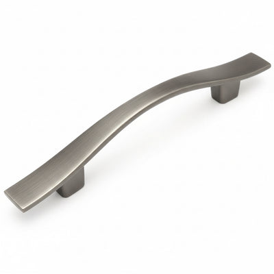 Wavy cabinet pull in antique silver finish with three inch hole spacing