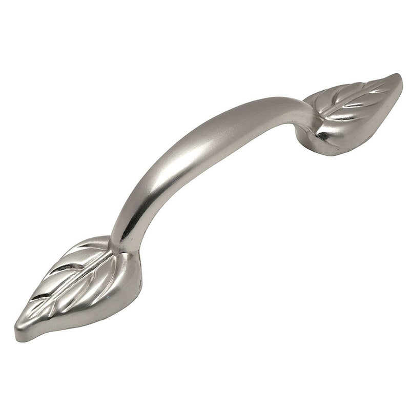 Three inch hole spacing cabinet drawer pull with leaf design