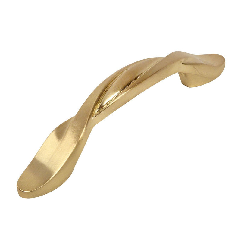 Twist brushed brass drawer pull with three inch hole spacing Cosmas 9009BB