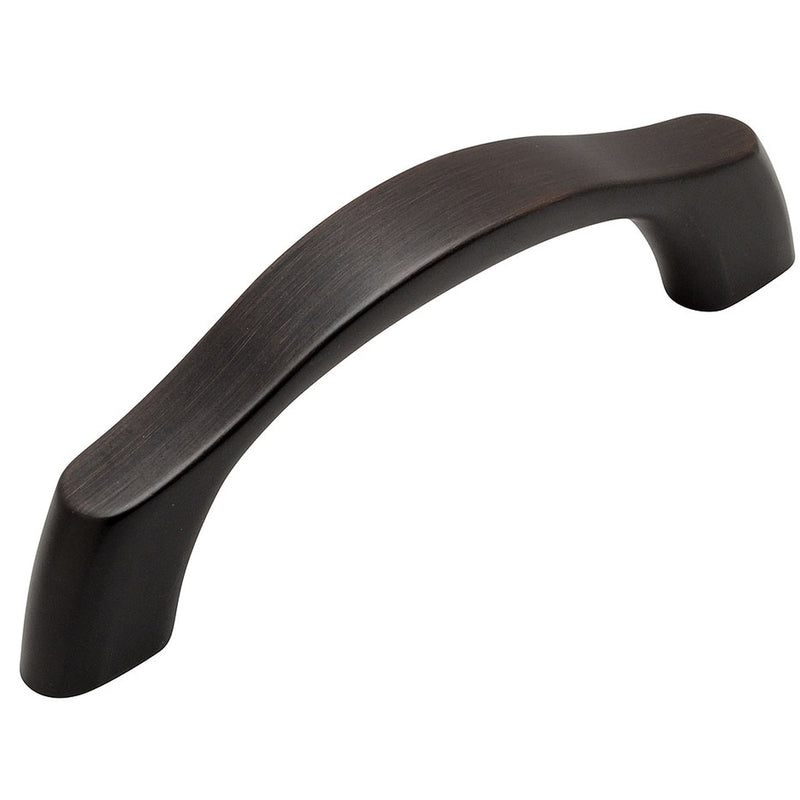 Oil rubbed bronze contemporary cabinet drawer pull in three inch hole spacing