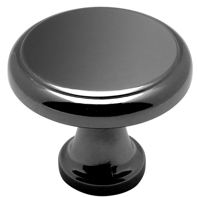 Round cabinet drawer knob with slightly raised centre design and one and one eighth inch diameter