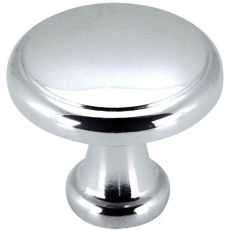 Polished chrome drawer knob with slightly raised centre design