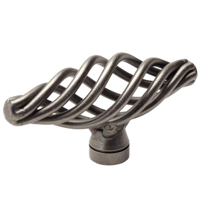 Drawer knob in weathered nickel finish with two and seven sixteenths inch length