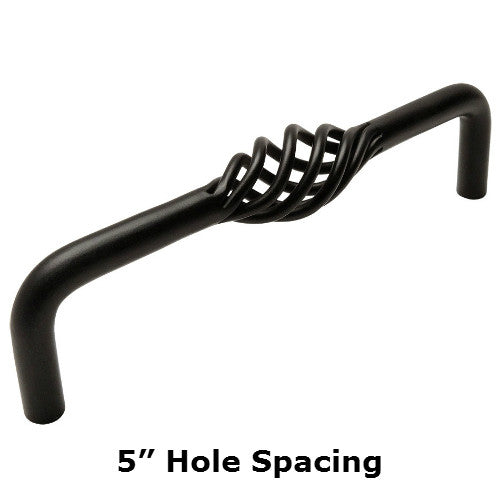 Cosmas 9992-128FB Flat Black Birdcage Cabinet Pull