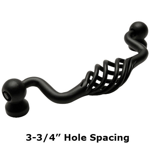 Cosmas 9993-96FB Flat Black Birdcage Cabinet Pull