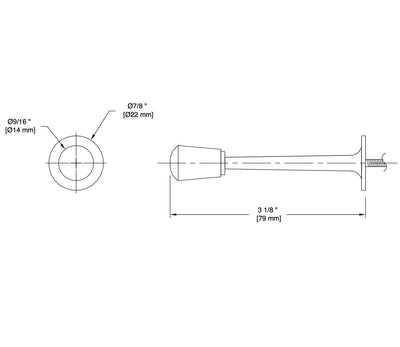 Satin Nickel Solid Rigid Baseboard Door Stop with White Tip