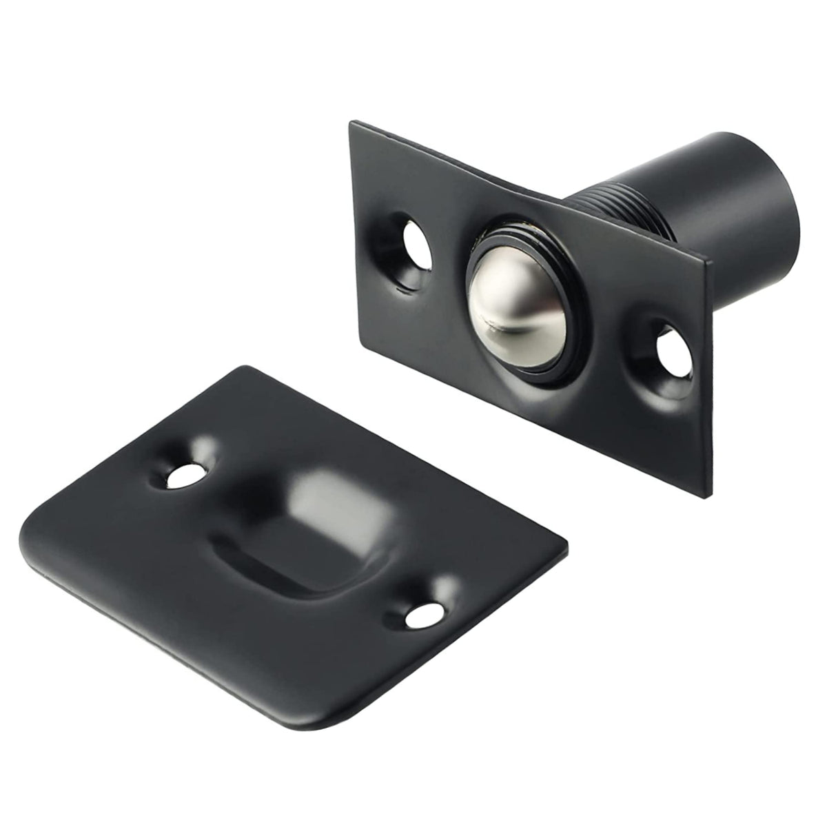 Ball Catch Mortise Strike Plate Radius Matte Black 2 1/4&quot;