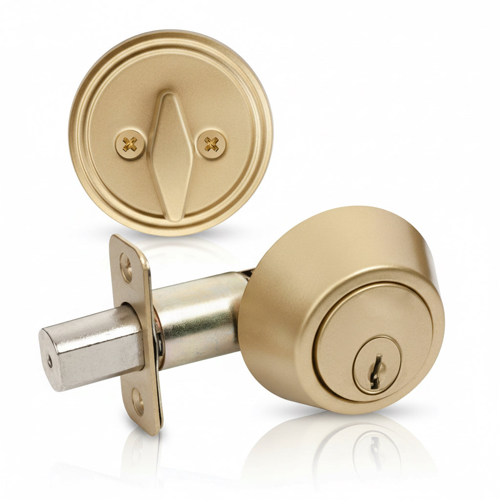 Designers Impressions Satin Brass Single Cylinder Deadbolt