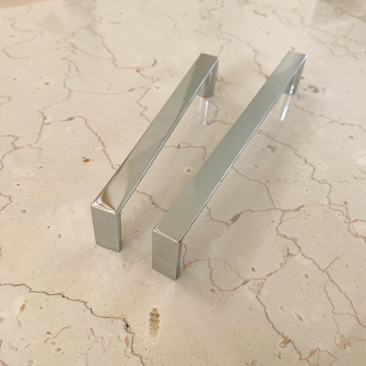 Two Cosmas Modern Polished Chrome Cabinet Pulls