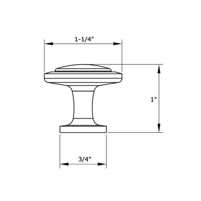 Cosmas 5560WN weathered nickel cabinet knob diagram of dimensions