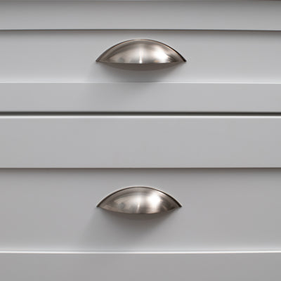 Cosmas 9236SN satin nickel cup pull on light grey drawers