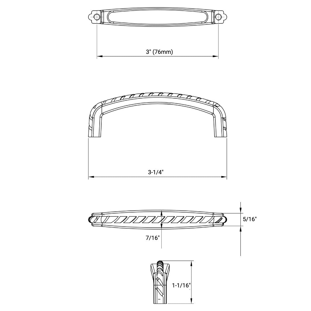 Cosmas 228-3WN Weathered Nickel Rope Cabinet Pull