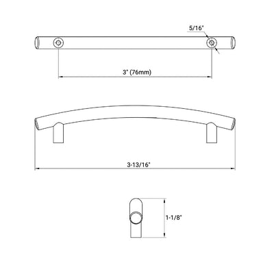 Cosmas 2992-3FB Flat Black Cabinet Pull