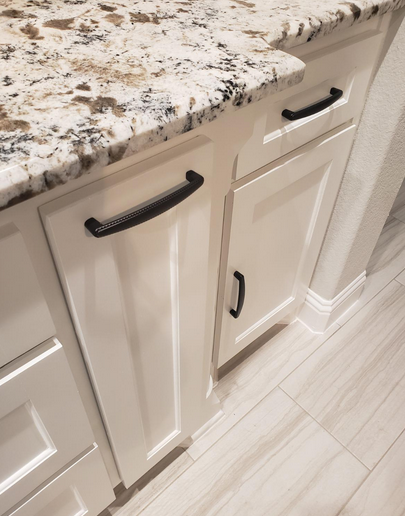 Cosmas 4112FB Rope Pull on White Shaker Cabinets