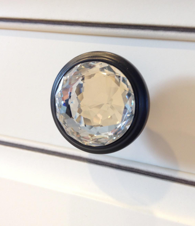 Cosmas 5317ORB-C Oil Rubbed Bronze &amp; Clear Glass Round Cabinet Knob