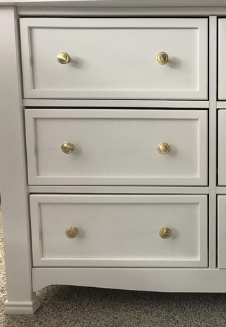 White dresser make over with Cosmas 5560BB Brushed Brass Cabinet Knob