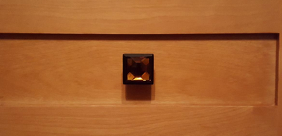 Cosmas 5883ORB-A Oil Rubbed Bronze &amp; Amber Glass Square Cabinet Knob