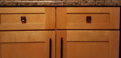 Cosmas 5883ORB-A Oil Rubbed Bronze &amp; Amber Glass Square Cabinet Knob