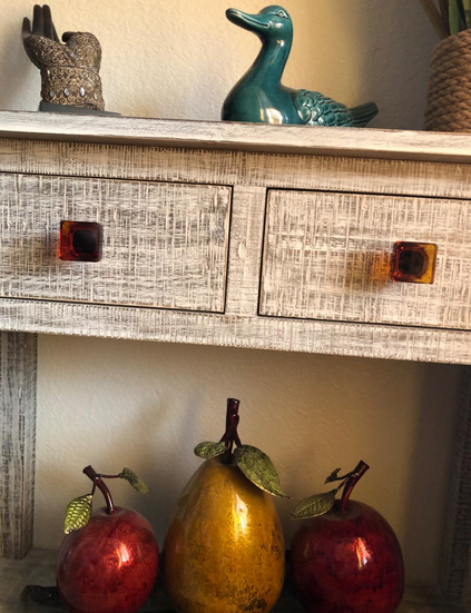 Cosmas 6377ORB-A Oil Rubbed Bronze &amp; Amber Glass Square Cabinet Knob