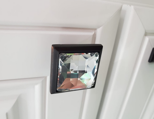 Cosmas 6825ORB-C Oil Rubbed Bronze &amp; Clear Glass Square Cabinet Knob