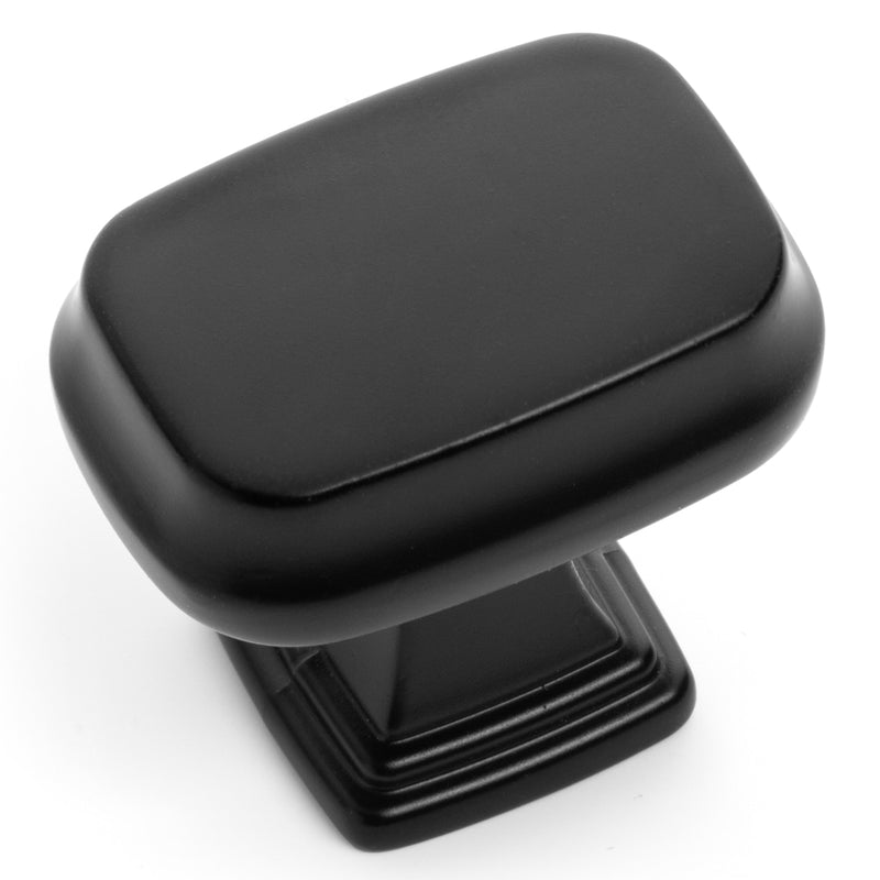 Flat black contemporary cabinet knob with a simple, modern design.