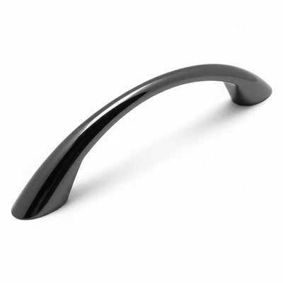 Black nickel elongated slim drawer pull with three and three quarters inch hole spacing