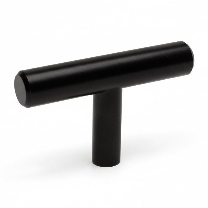 Flat black t euro style bar knob with three eighths inch width