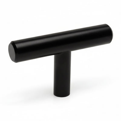 Flat black t euro style bar knob with three eighths inch width