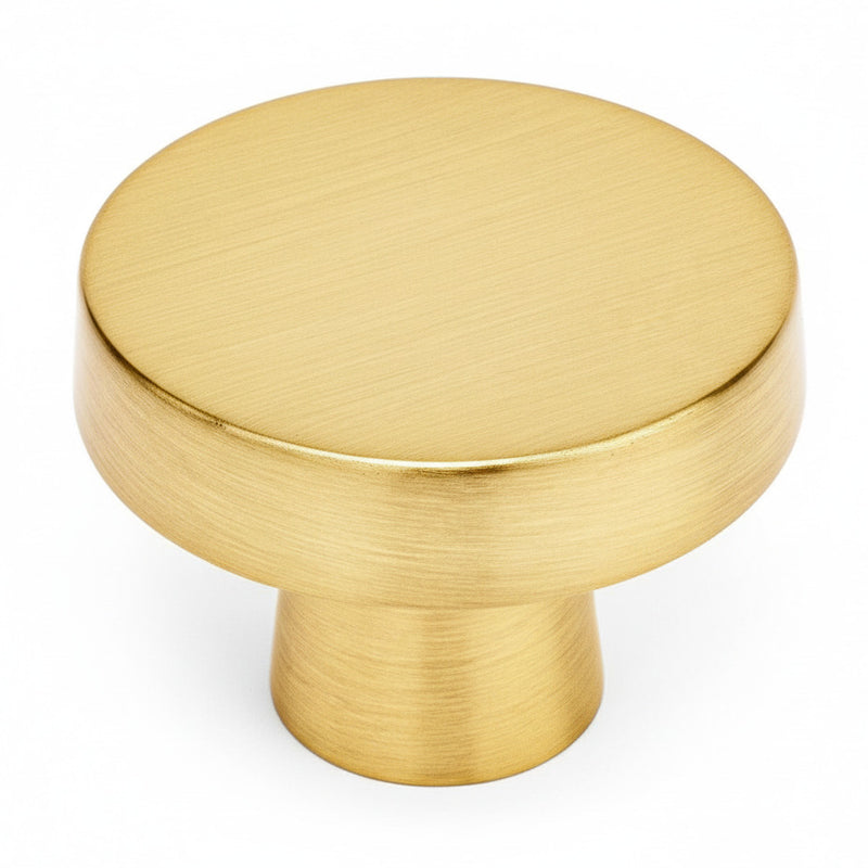 Cosmas 5234BB Brushed Brass Round Contemporary Cabinet Knob on a white background