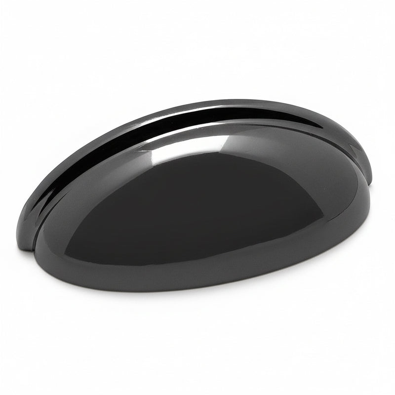 Three inch hole spacing cabinet cup pull in black nickel finish