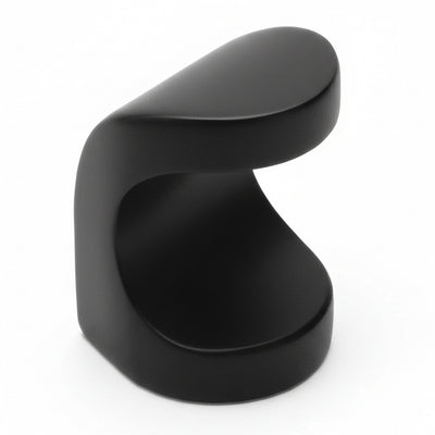 Cabinet knob in flat black finish with flat black and concave side on the face