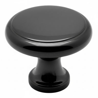 Round cabinet drawer knob with slightly raised centre design and one and one eighth inch diameter