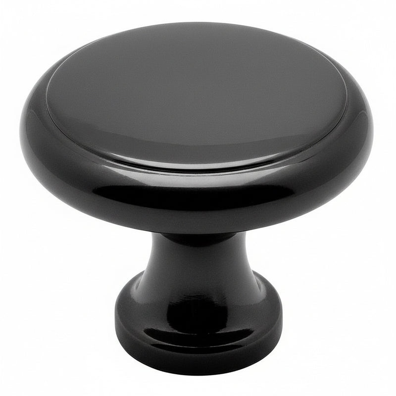 Round cabinet drawer knob with slightly raised centre design and one and one eighth inch diameter