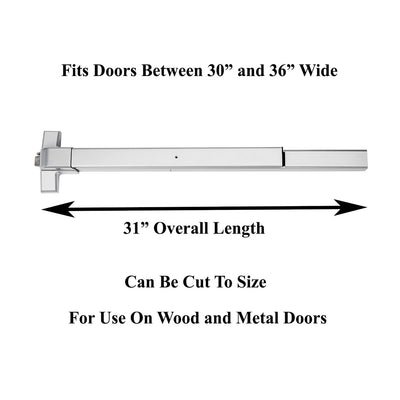 Commercial Exit device, fits doors between 30&quot; and 36&quot; wide