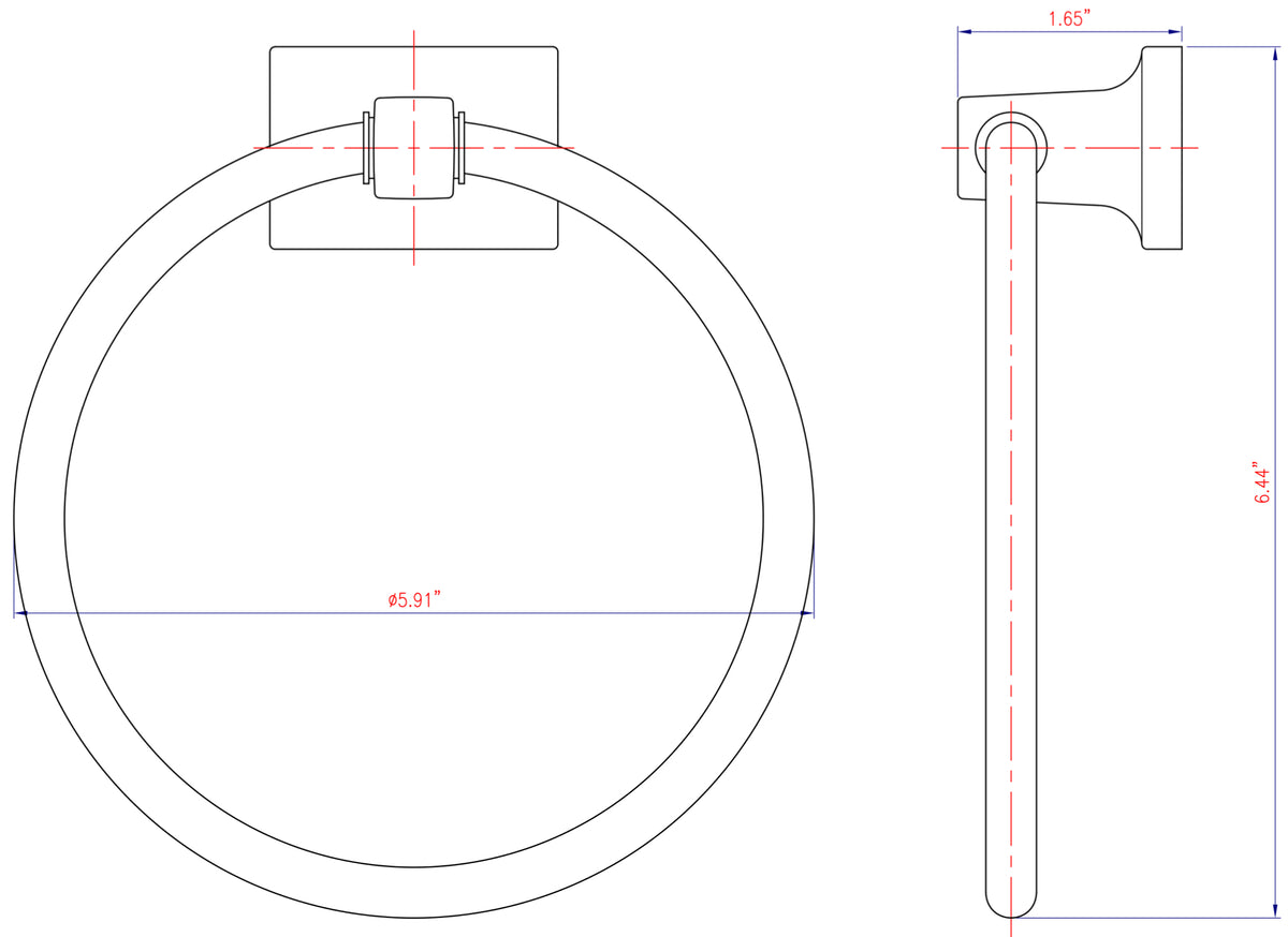 Designers Impressions Eclipse Series Black Towel Ring