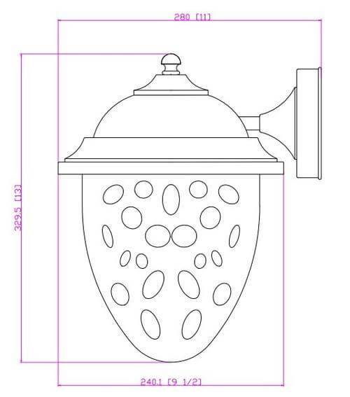 Black Outdoor Patio / Porch Exterior LED Light Fixture: 21-9464-Large