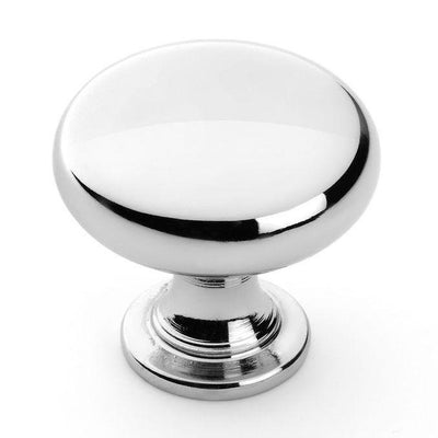 Basic shiny handle knob in polished chrome finish with classic design
