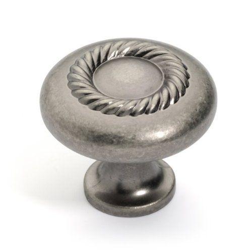 Rope drawer knob in antique nickel finish with nature color and one and a quarter inch diameter